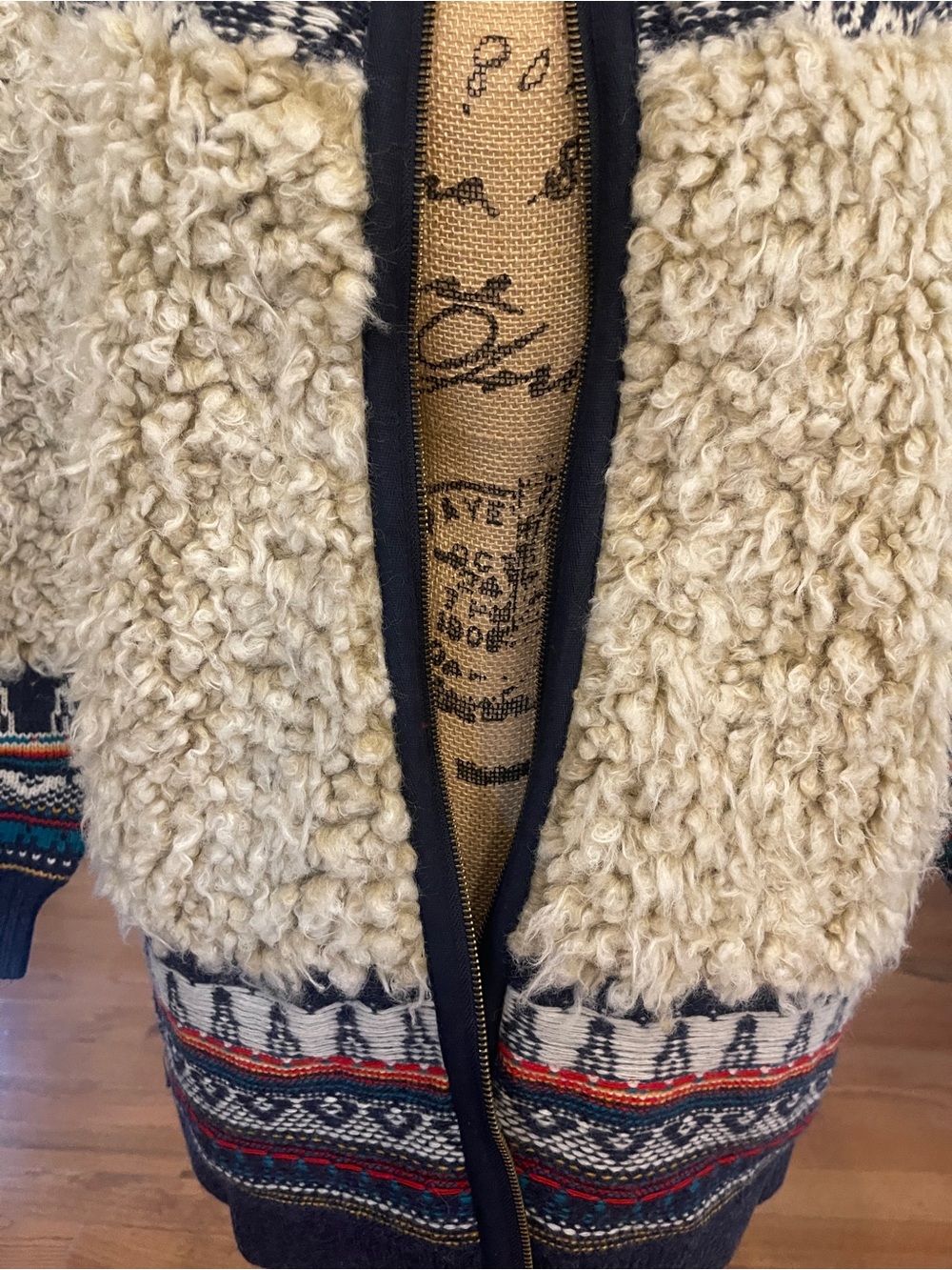 ANTHROPOLOGIE Pilcro Longline Sherpa Aztec Bomber Jacket Medium NEW NWT - Picture 5 of 12